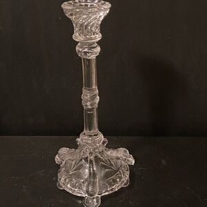 Vallerysthal Portieux France Bavards Dolphin & Snake Pressed Glass Candlestick